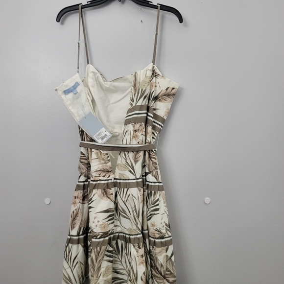 Antonio Melani Marlee Tropical Print Square Neck Tie Waist Tiered Dress - Picture 11 of 12